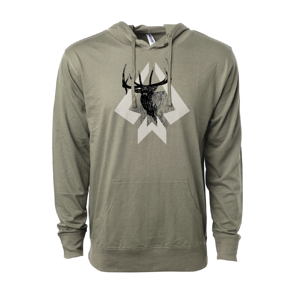 Bugle Elk Icon Hooded T - Olive