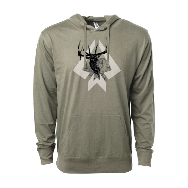Bugle Elk Icon Hooded T - Olive