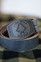 LIVE WILD ICON STEEL W/ STONE GRAY LEATHER BELT