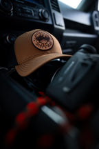 Live Wild Leather Crest Hat - Carmel & Black