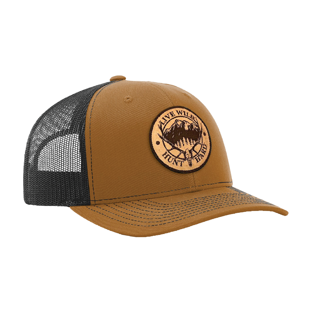Live Wild Leather Crest Hat - Carmel & Black