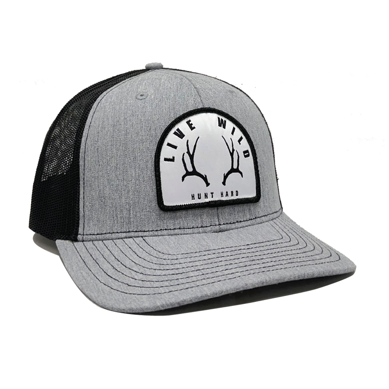 Mule Deer Antlers Patch - Grey/Black