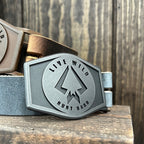 LIVE WILD ICON STEEL W/ STONE GRAY LEATHER BELT