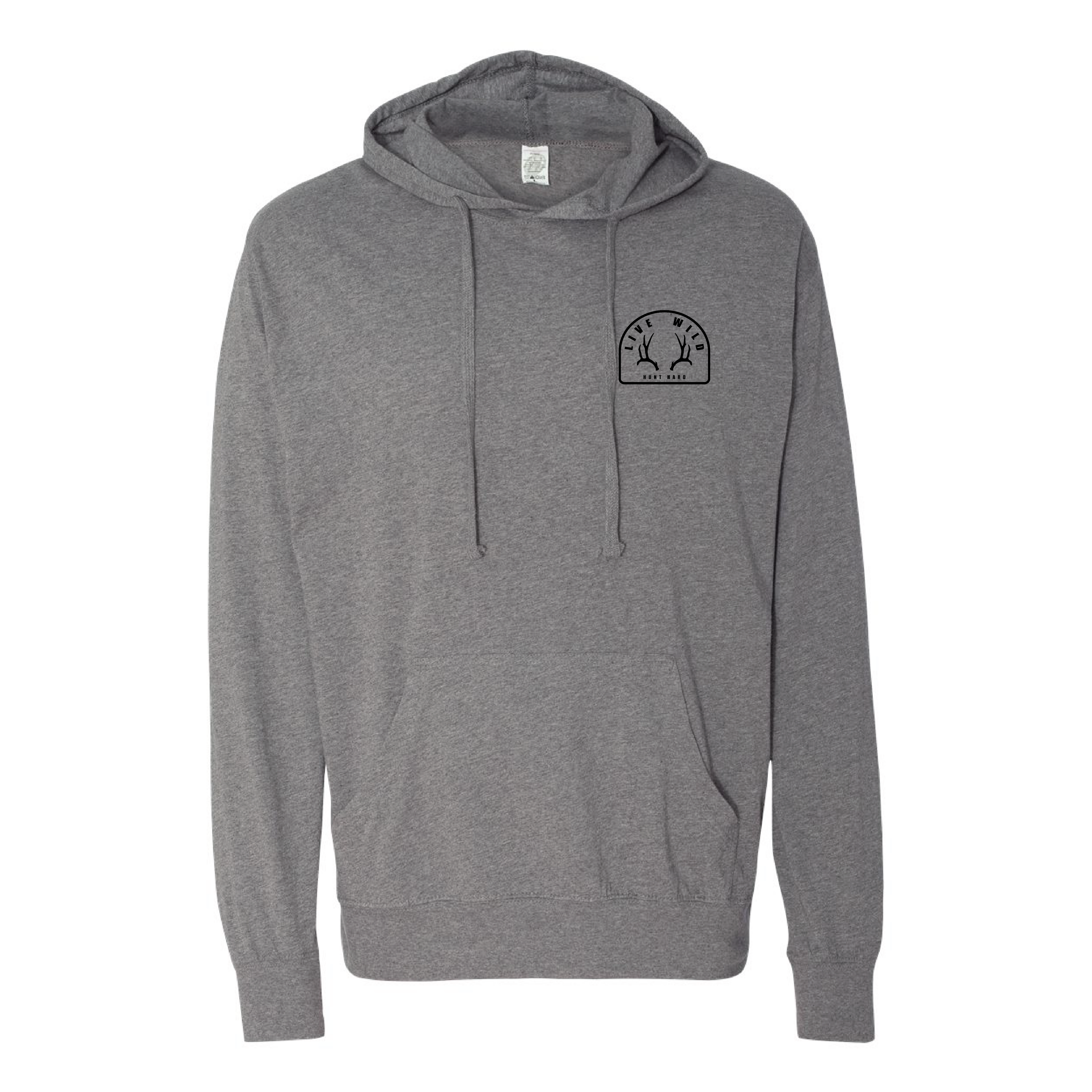 Mule Deer Antlers Hooded T - Gunmetal