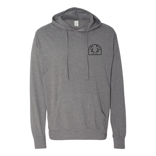 Mule Deer Antlers Hooded T - Gunmetal