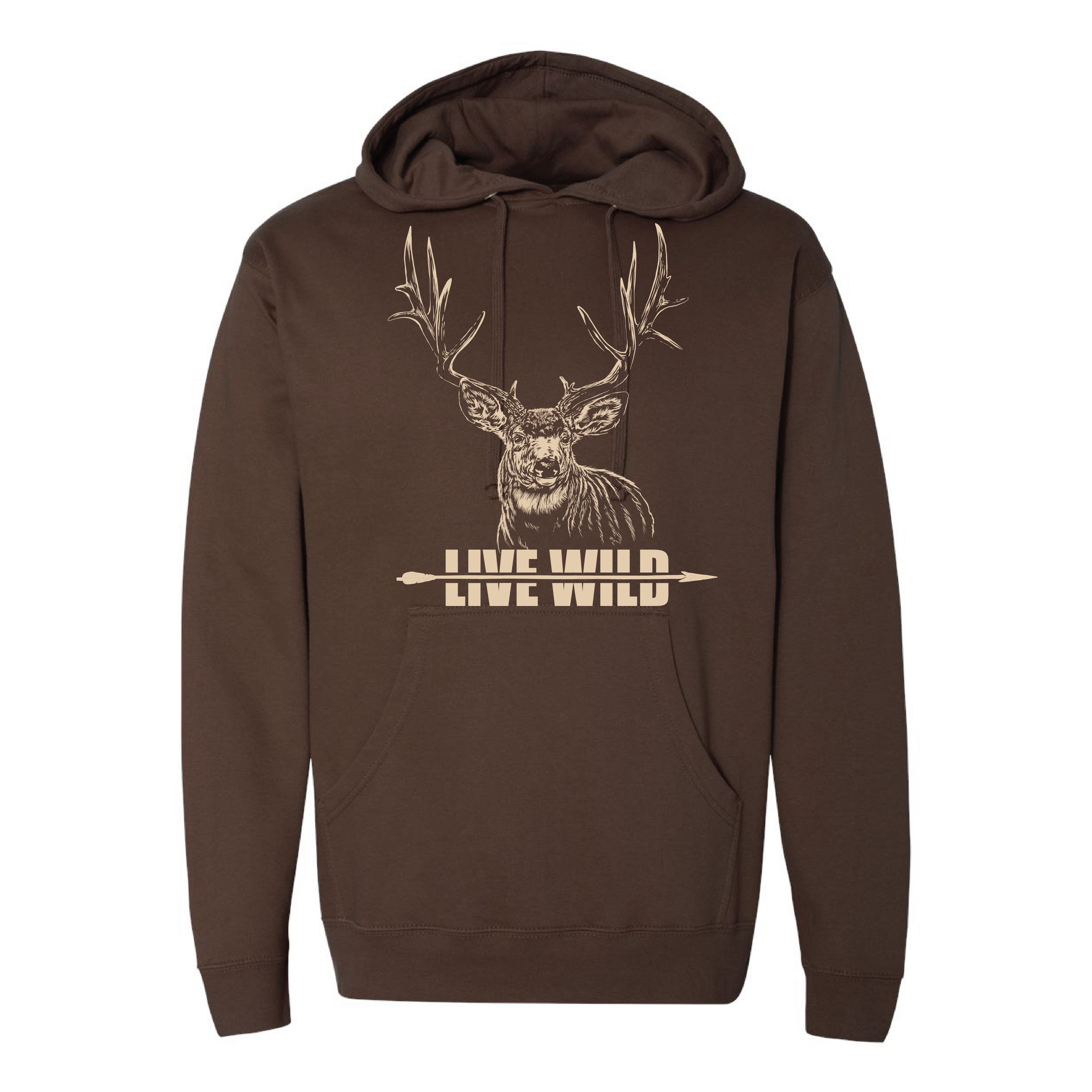 Mule Deer with Arrow Hoodie - Brown