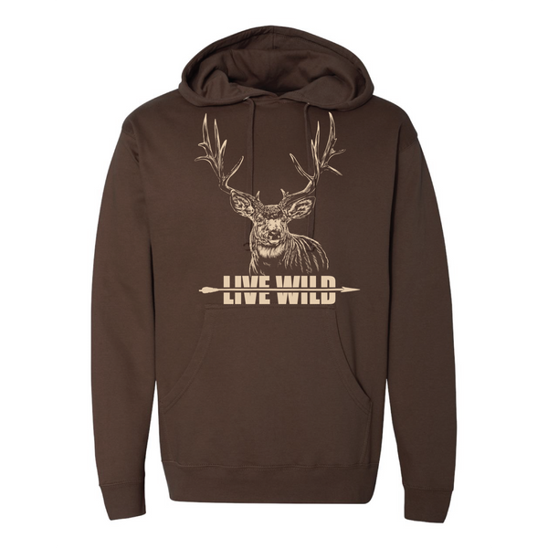 Mule Deer with Arrow Hoodie - Brown