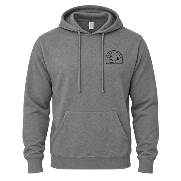 Mule Deer Antlers Hooded T - Gunmetal